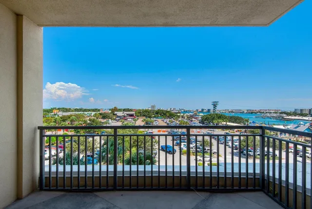 a view of city from a balcony