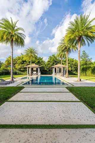 a view of a bench in the garden