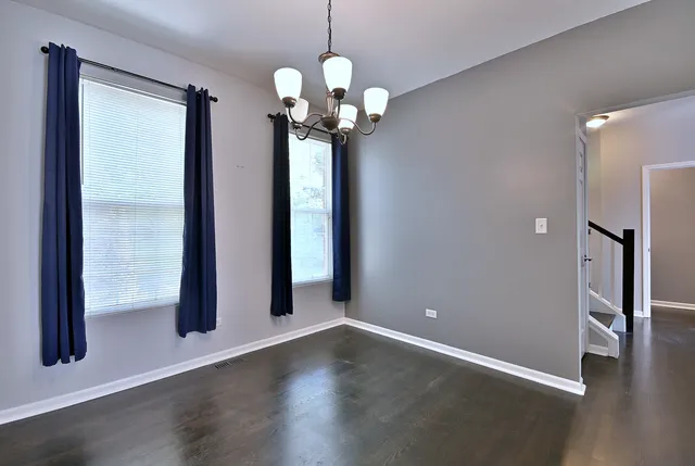 a view of a livingroom with a chandelier