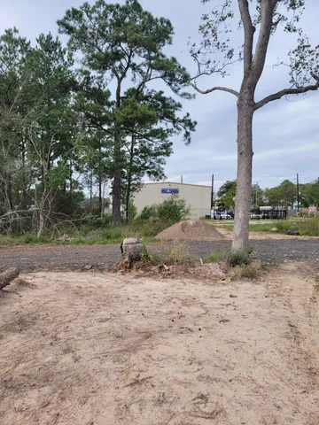 a view of dirt yard with a tree