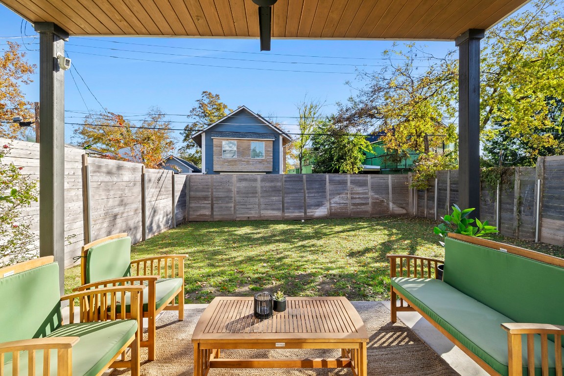 404 Powell Circle, Unit B Austin, TX 78704 - Photo 28 of 33 a view of a chairs and table in the patio