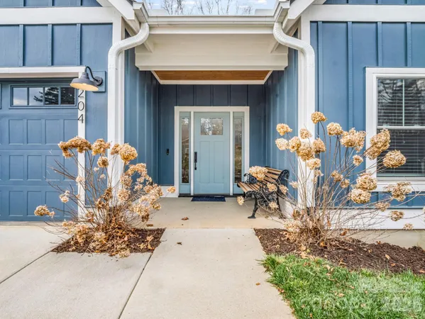 a front view of a house with patio