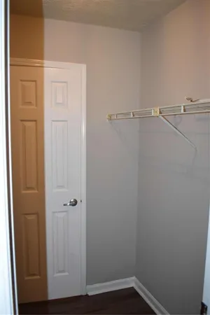 a view of small space with racks on the wall