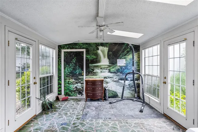 a view of patio with furniture