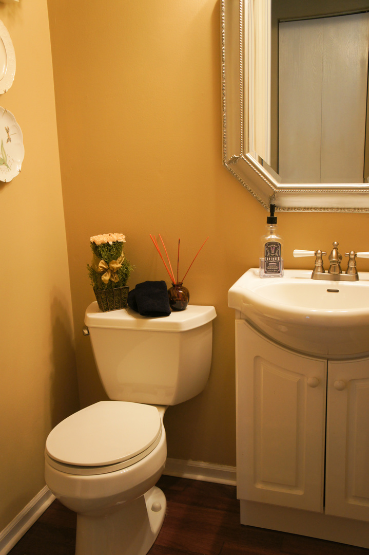 308 College Crossing, Unit 133 Rolling Meadows, IL 60008 - Photo 10 of 16 a bathroom with a sink mirror and toilet