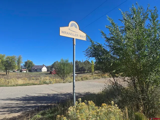a view of a street with a yard