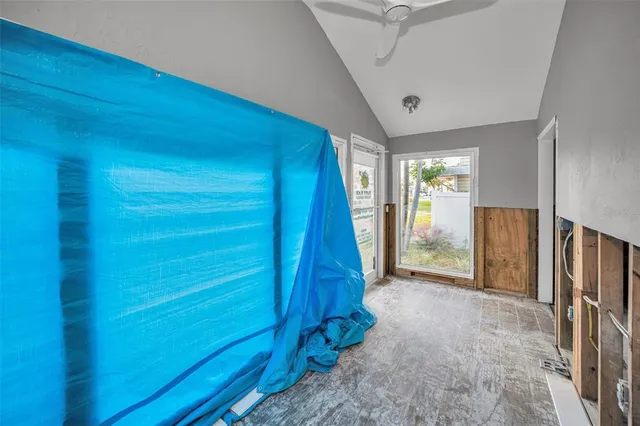 a view of a hallway with closet