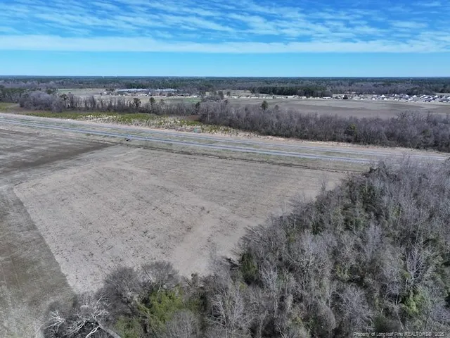 a view of a yard with large trees