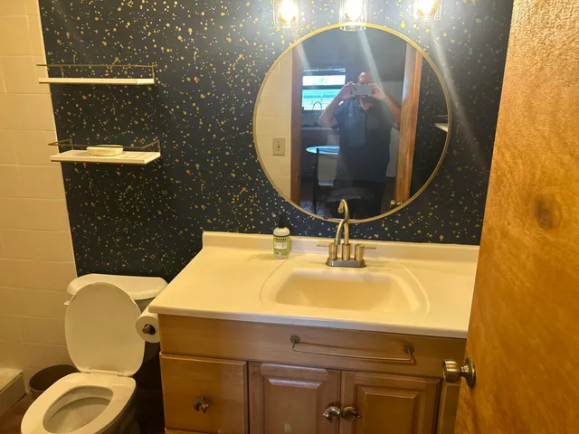 a bathroom with a shower