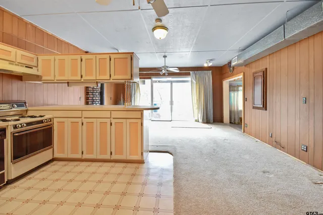 a kitchen with a stove a sink and a refrigerator