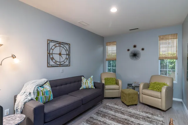 a living room with furniture