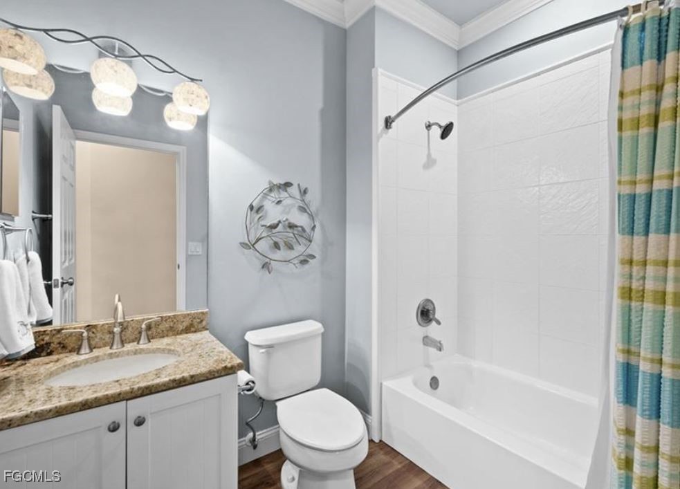 14970 Vista View Way, Unit 304 Fort Myers, FL 33919 - Photo 15 of 37 a bathroom with a granite countertop sink toilet and shower