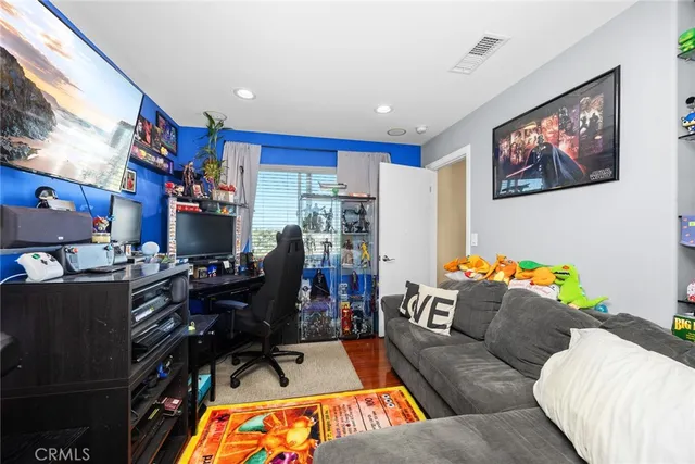 a view of balcony with furniture