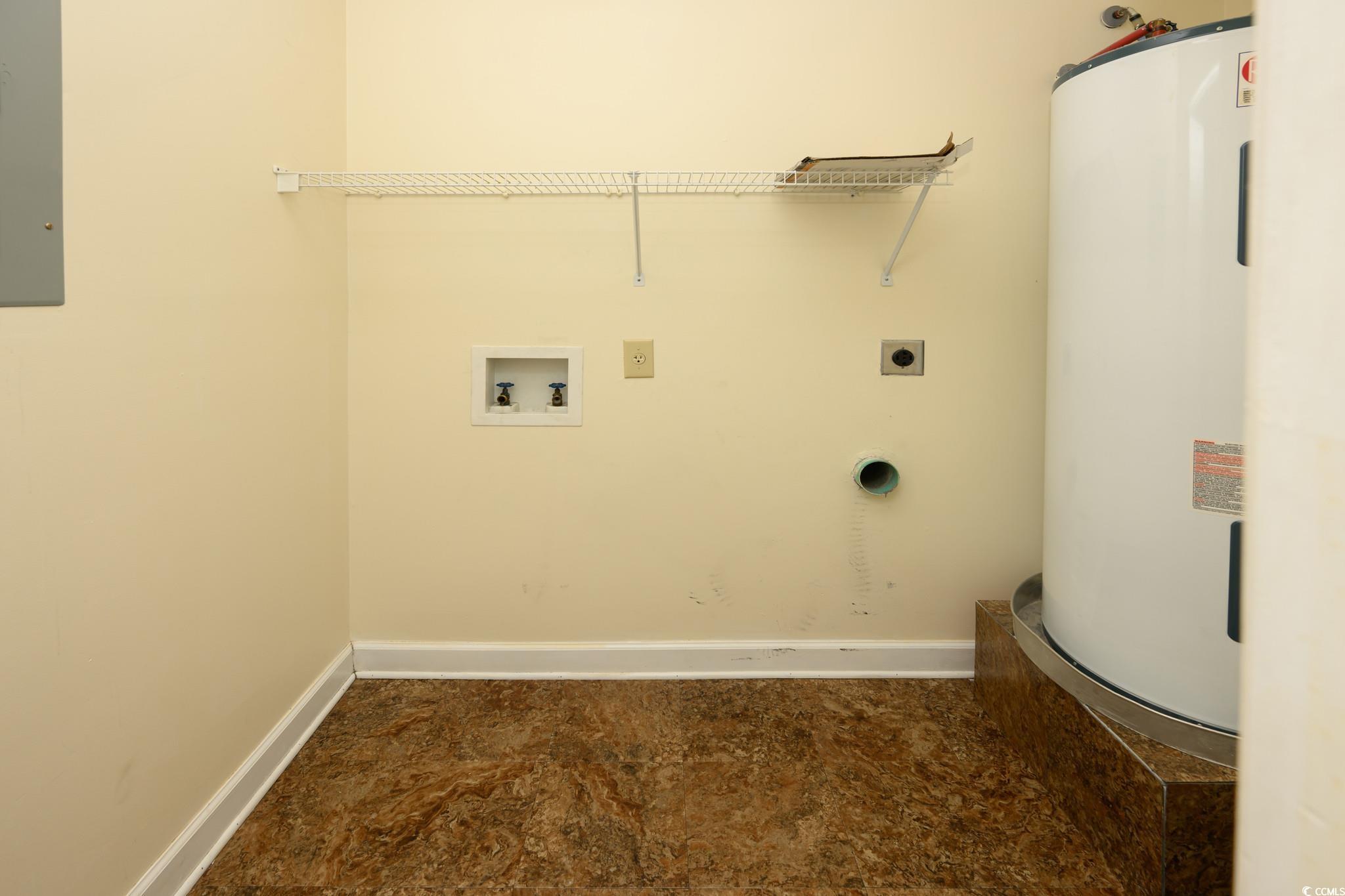 4283 Santolina Way, Unit D Murrells Inlet, SC 29576 - Photo 21 of 31 Laundry area featuring electric water heater, hookup for an electric dryer, hookup for a washing machine, and electric panel