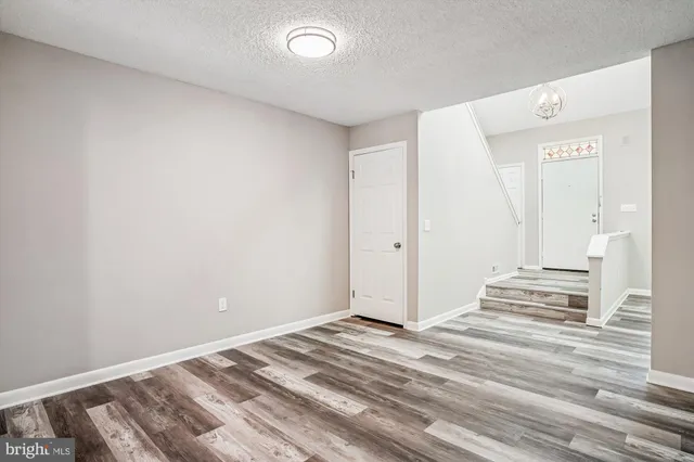 a view of wooden floor and closet in a room