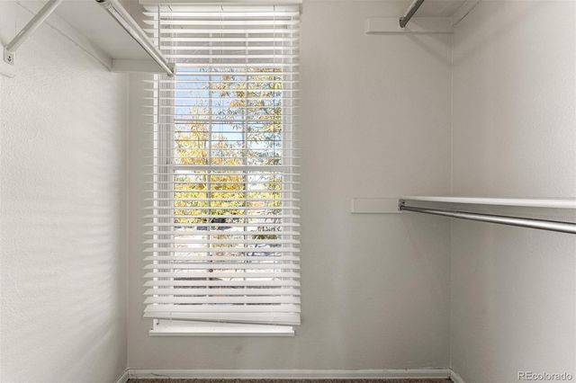 a view of a small space with a window