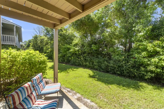 a view of yard from deck