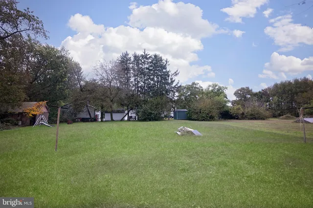 a view of outdoor space with garden and trees