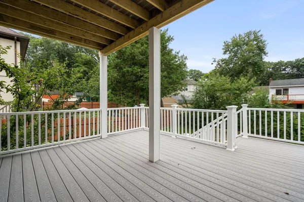 a view of a wooden deck