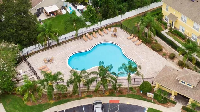 a view of swimming pool with a garden