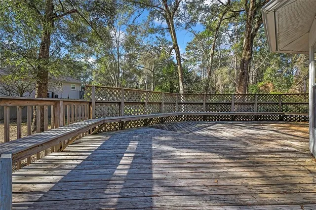a view of street with deck