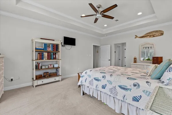 a spacious bathroom with a tub and shower