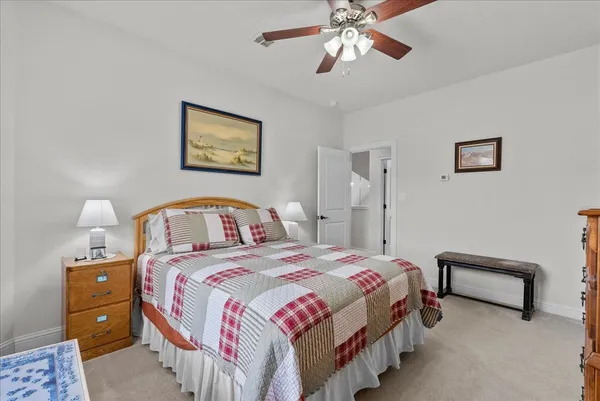 a view of a park with sitting area