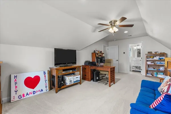 a view of a garage with furniture