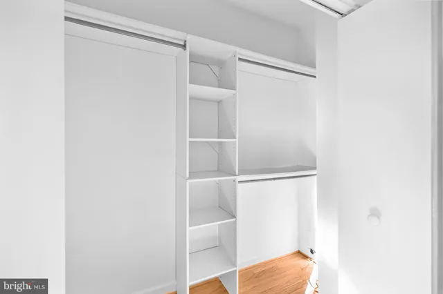 a view of an empty walk in closet