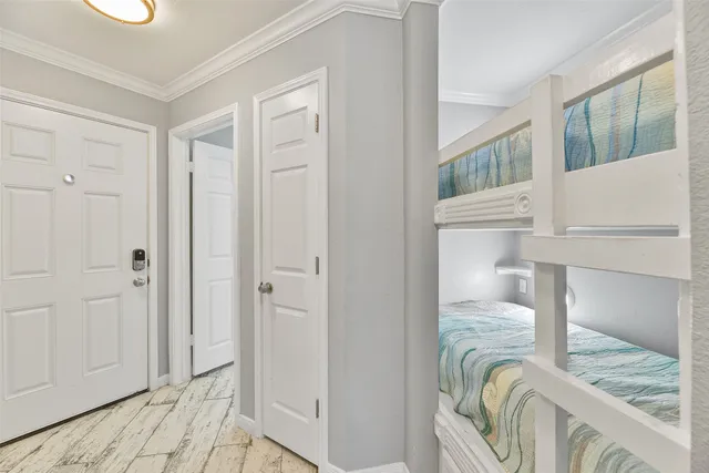 a view of a bedroom from a bedroom