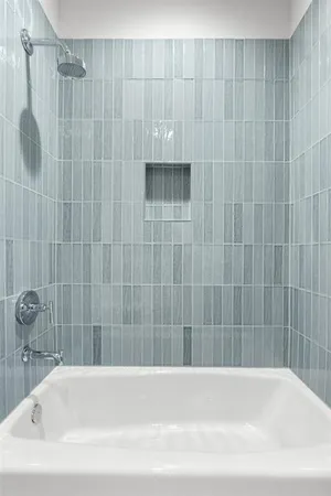 a bathroom with a bathtub