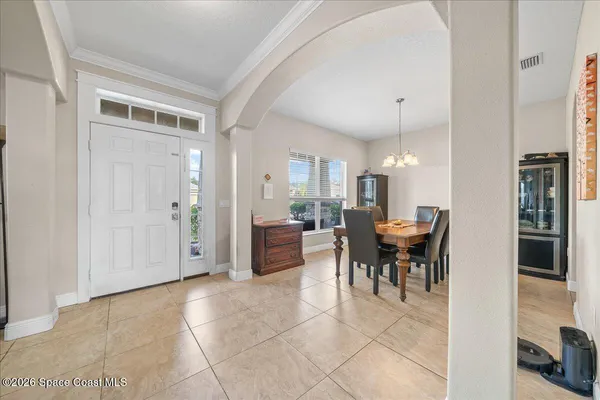 a view of kitchen with dining area