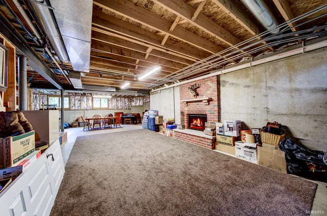 a view of a garage with furniture