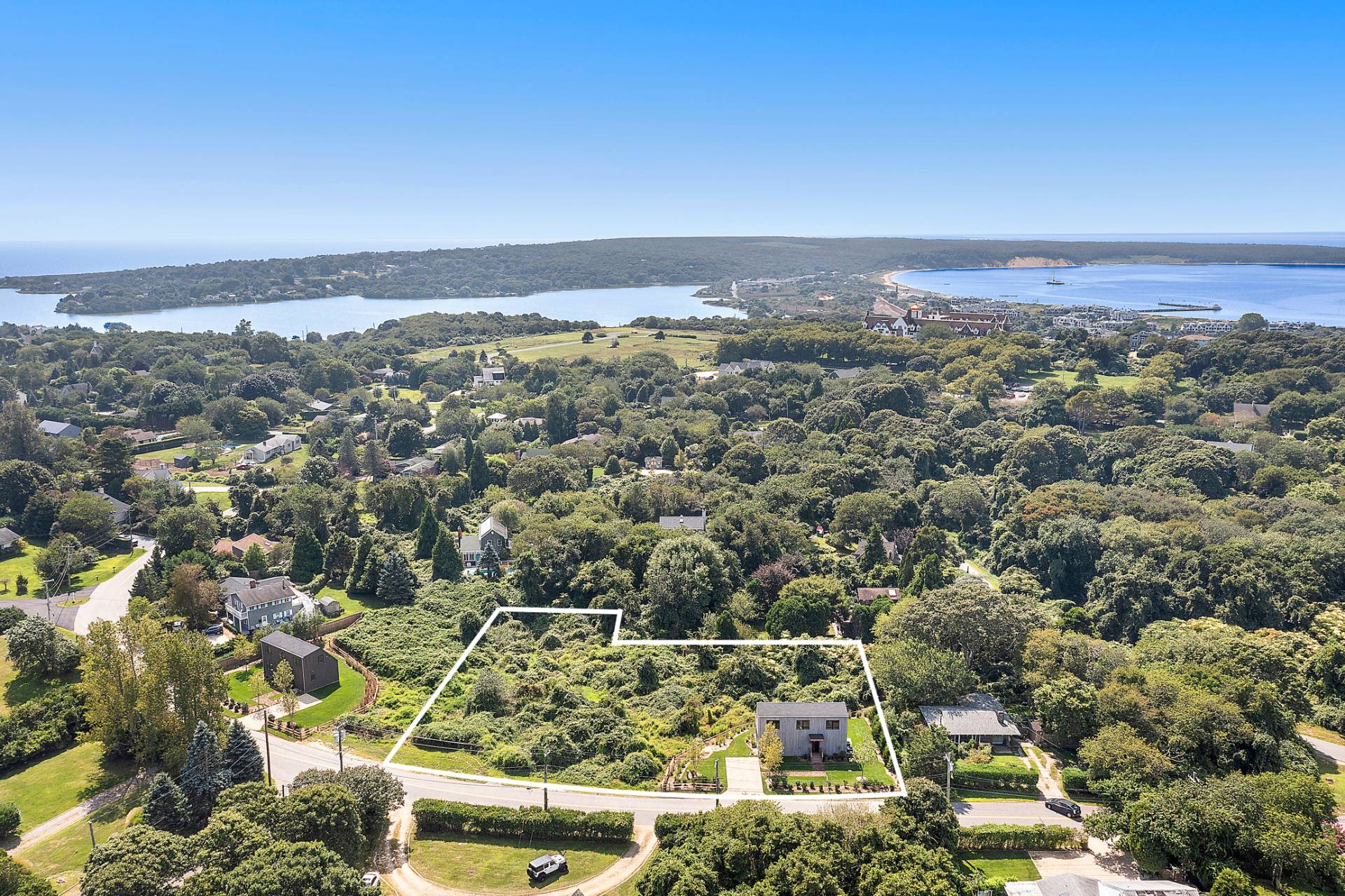 an aerial view of multiple house