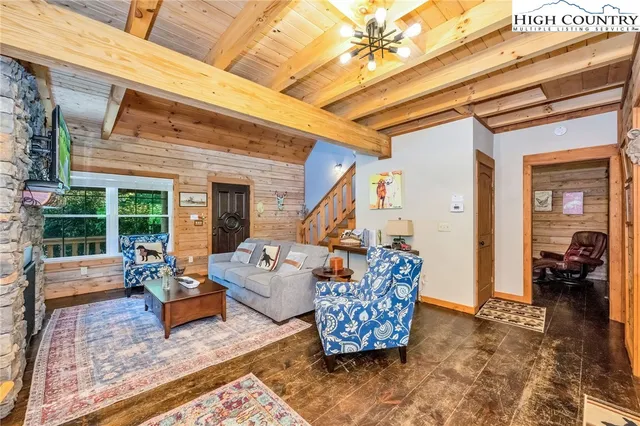 a outdoor dining space with furniture