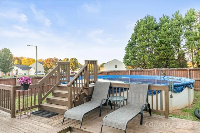 a view of a patio on the deck