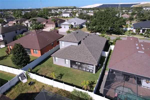 an aerial view of a house