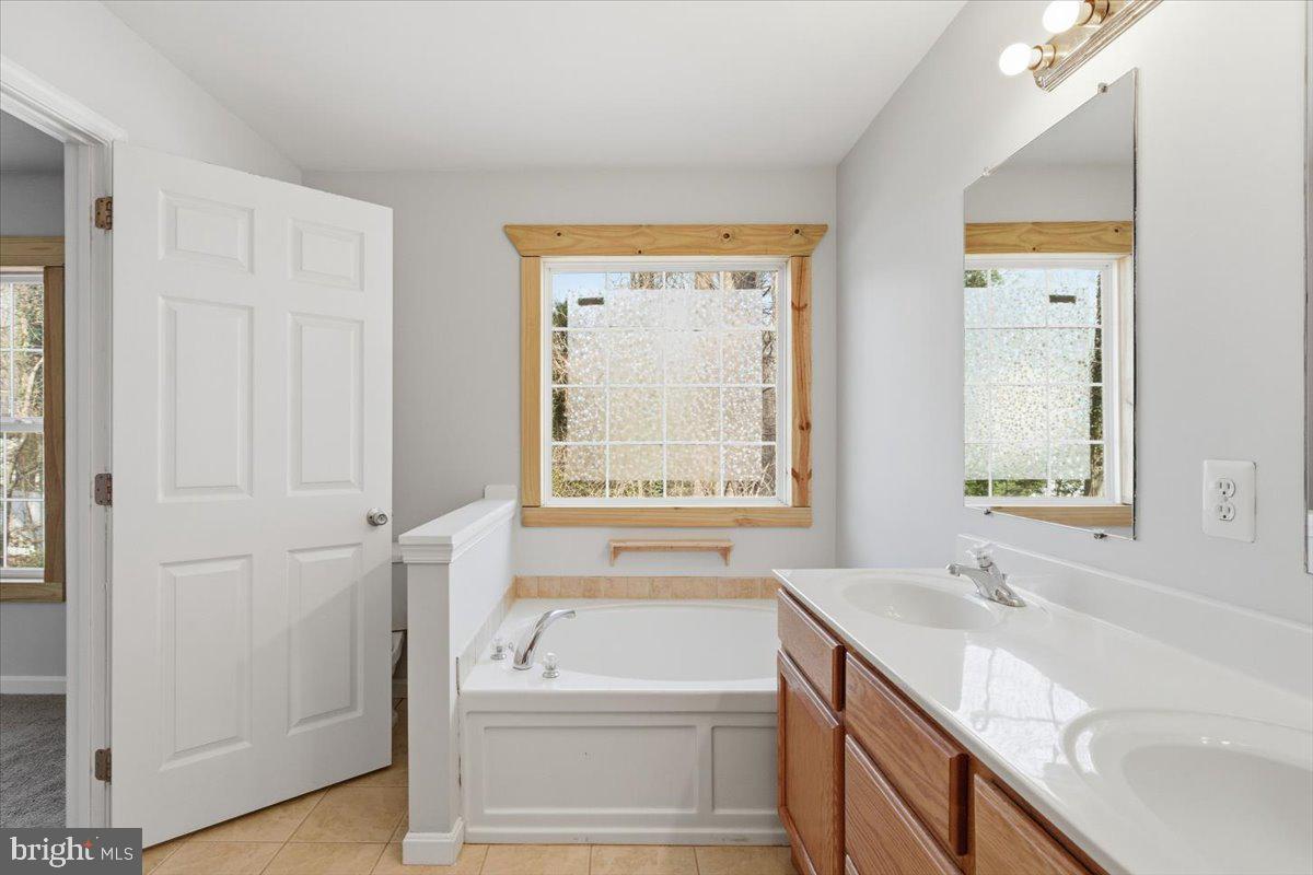 11585 Big Sandy Road Lusby, MD 20657 - Photo 25 of 48 a bathroom with a tub sink and mirror