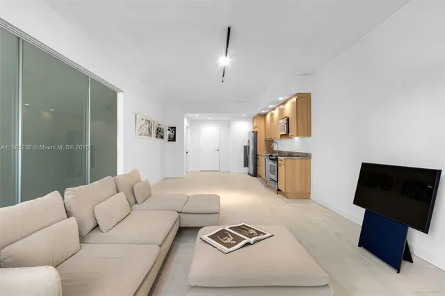 a living room with furniture