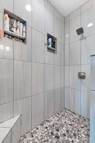 a bathroom with a shower