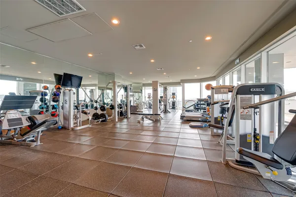a view of a room with gym equipment