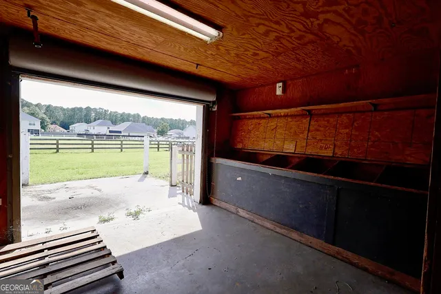 a view of swimming pool from a balcony
