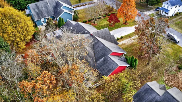 an aerial view of a house