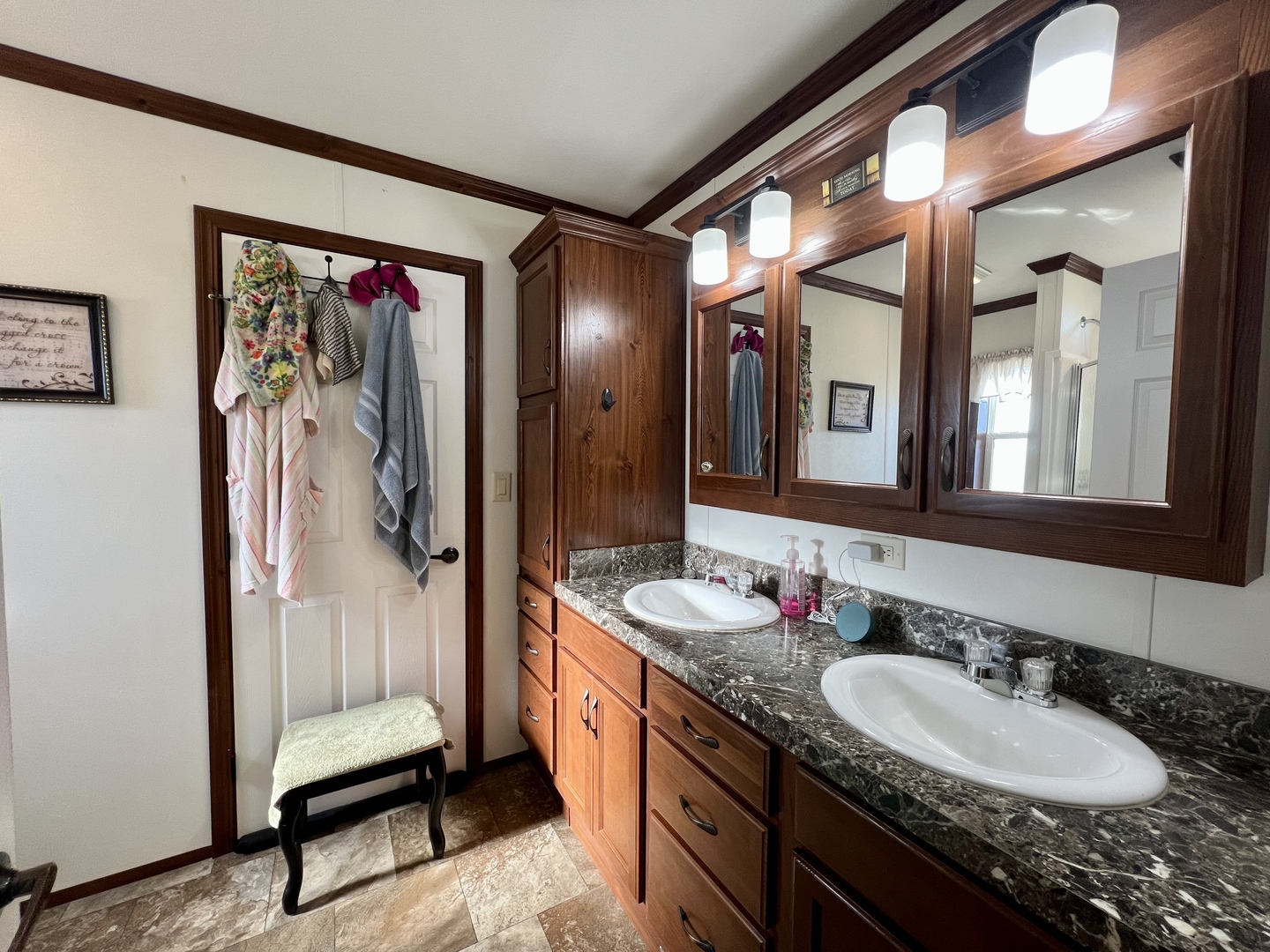 612 Bureau Court Mahomet, IL 61853 - Photo 16 of 27 a bathroom with a granite countertop double vanity sink and a mirror