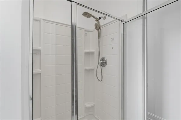 a bathroom that has a shower in it