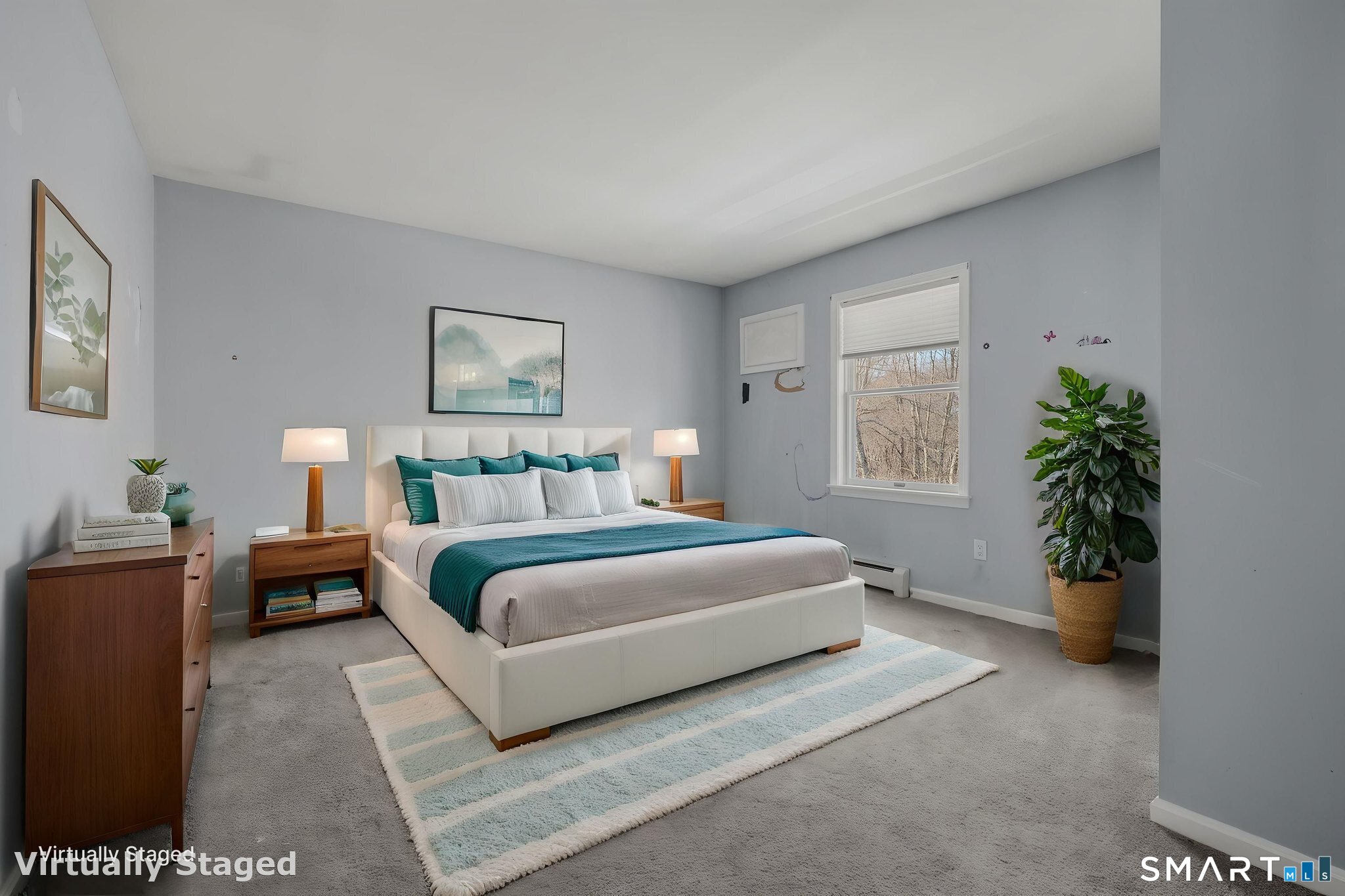 5 Windy Ridge Place, Unit 5 Waterford, CT 06385 - Photo 23 of 37 a bedroom with a large bed and a potted plant