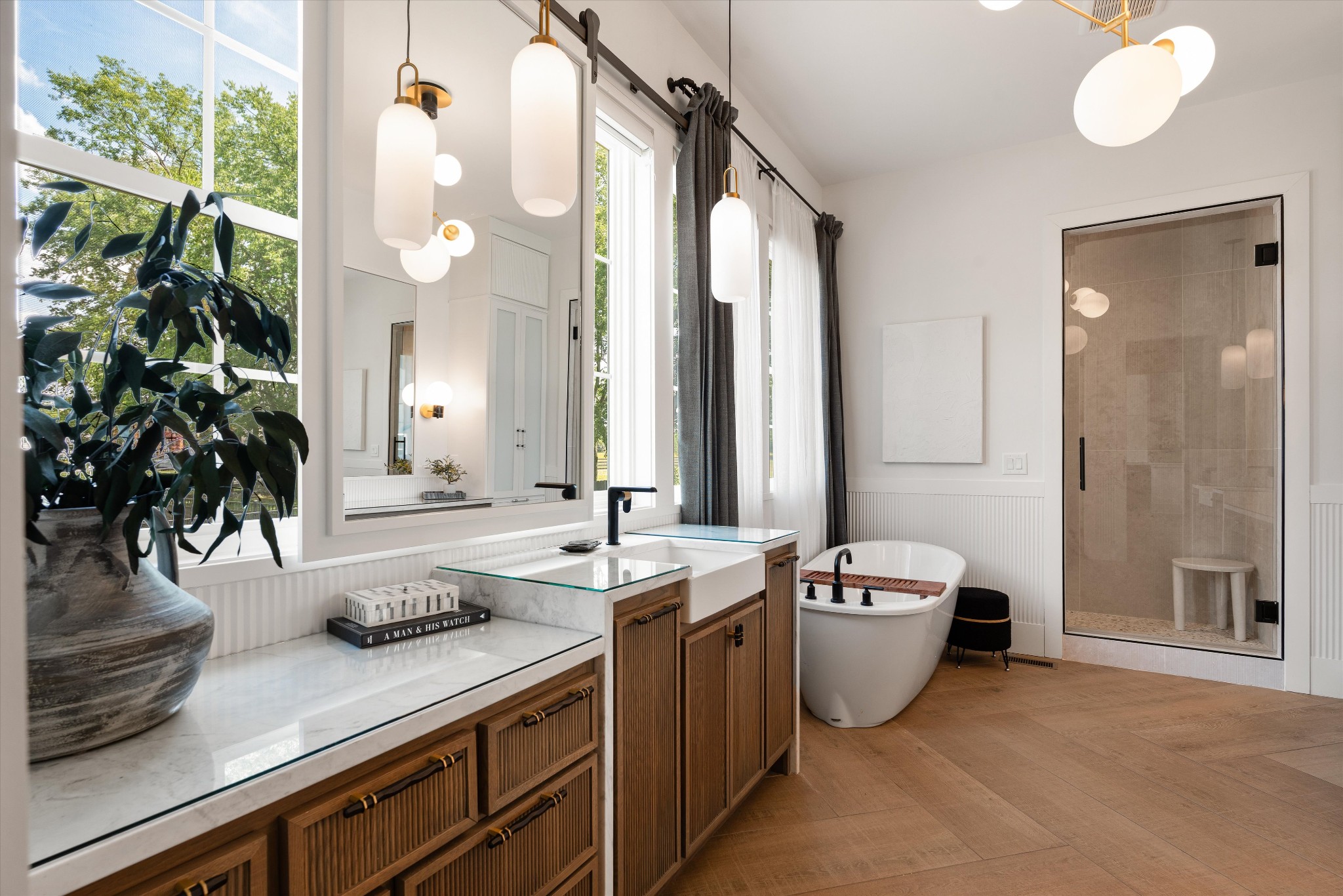 4546 Cedar Grove Road Murfreesboro, TN 37127 - Photo 37 of 86 a bathroom with a double vanity sink a mirror and a shower