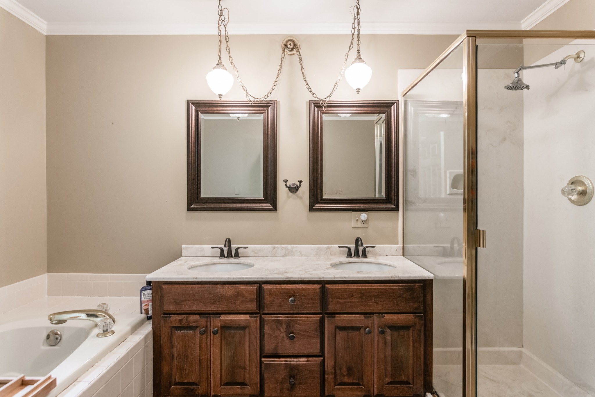 5207 Stacy Springs Road Springfield, TN 37172 - Photo 14 of 30 a bathroom with a double vanity sink mirror and bathtub