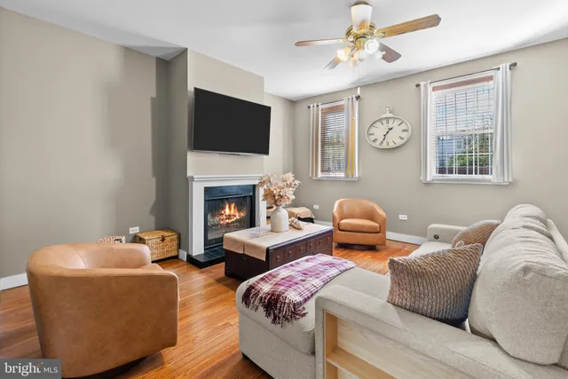 a living room with furniture fireplace and a flat screen tv