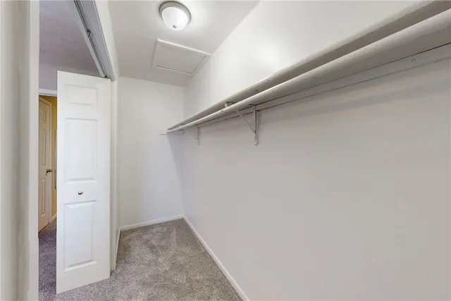 a view of an empty walk in closet